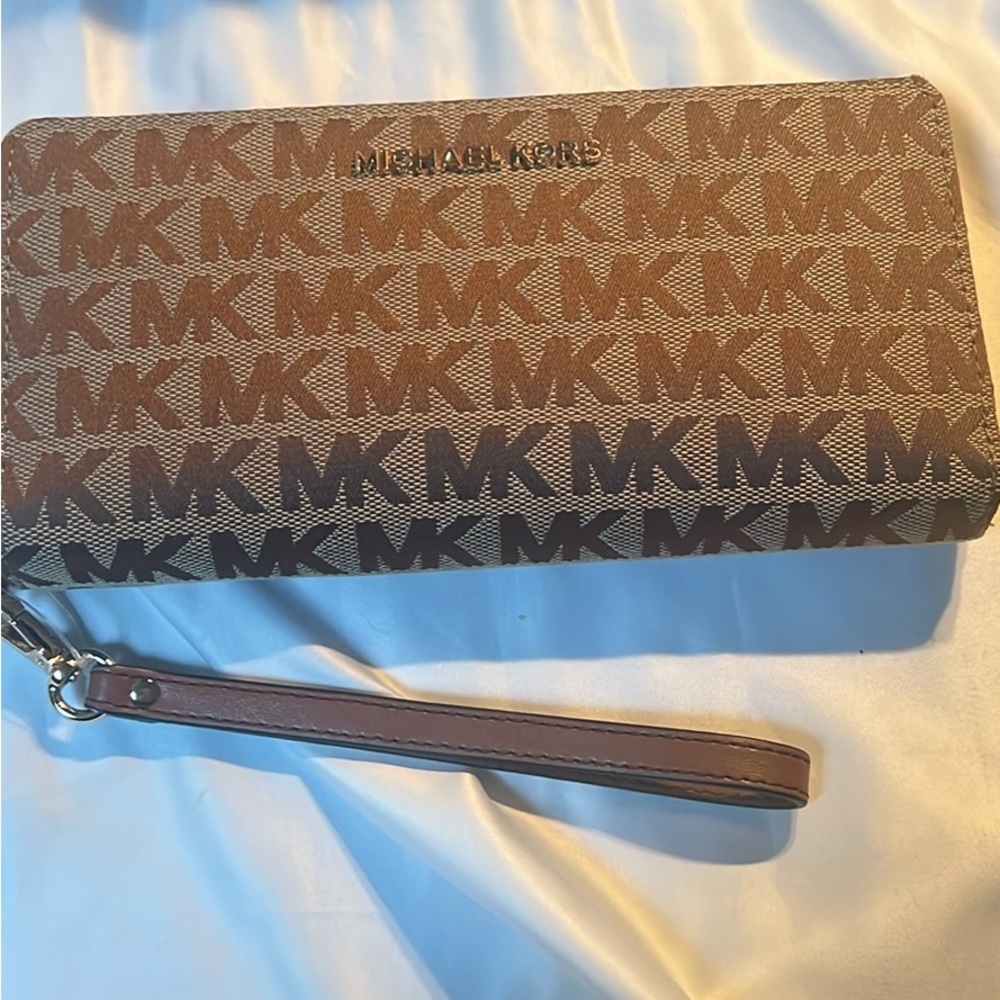 Michael Kors Brown Logo Wristlet